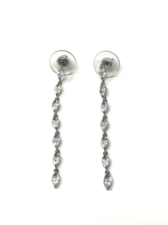 Anthropologie Jewelry - New Anthropologie Dangle Crystal Linear Drop Earrings Silver
